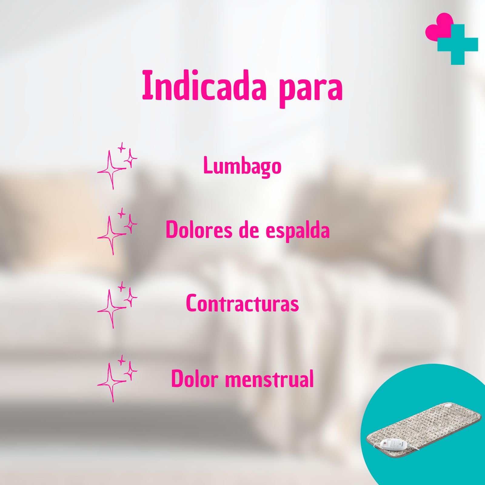 Manta Eléctrica Terapéutica 60x30 cm | Almohadilla Térmica con Apagado Automático | Calor para Espalda, Cuello y Lumbar | Cojín Eléctrico Suave y Lavable | Alivio Muscular