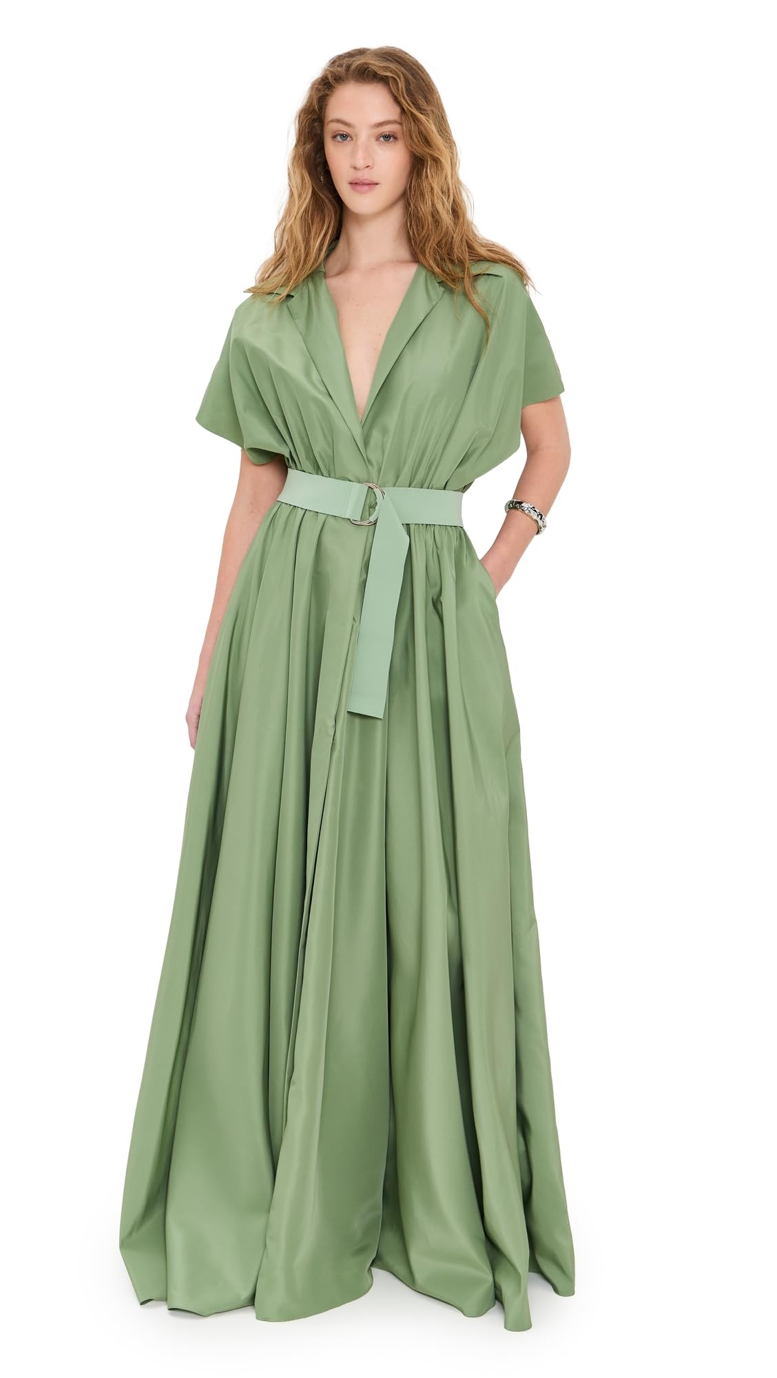 Norma Kamali Women's Belted Flared Maxi Dress