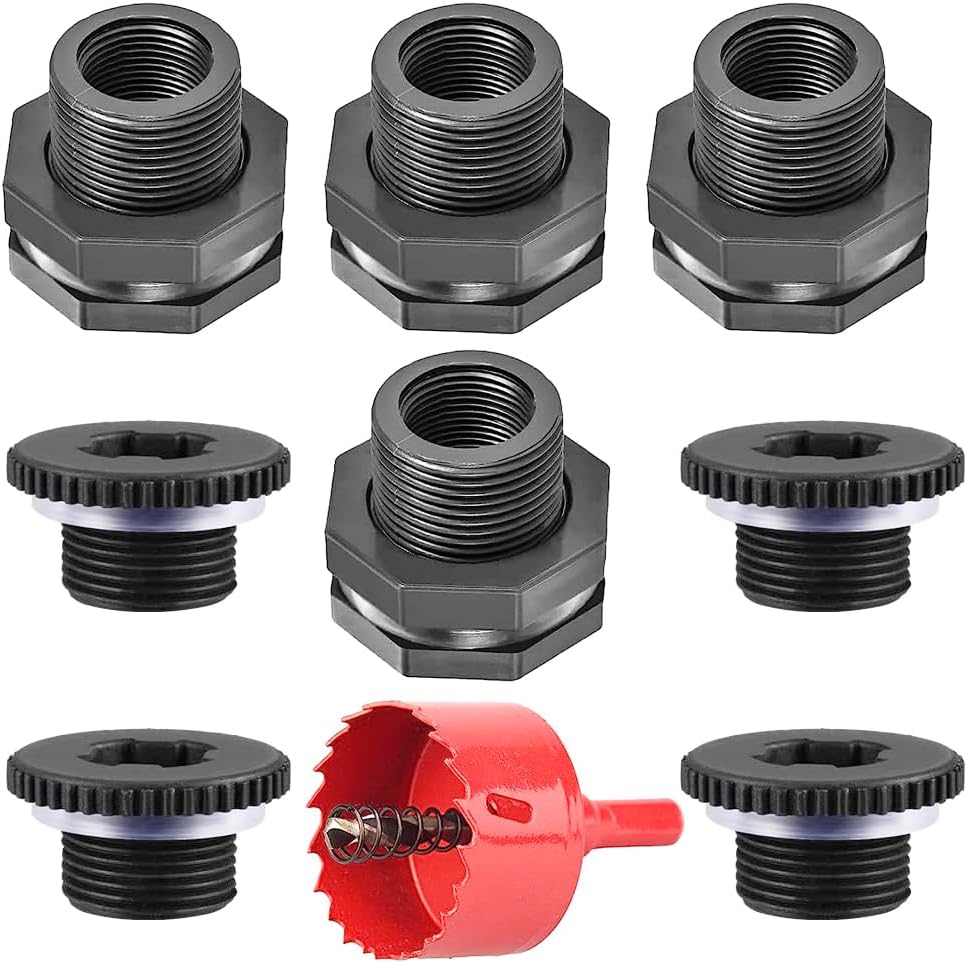 HomTop Rain Barrel Bulkhead Fitting Kit 3/4 Inch Spigot Connector Kit