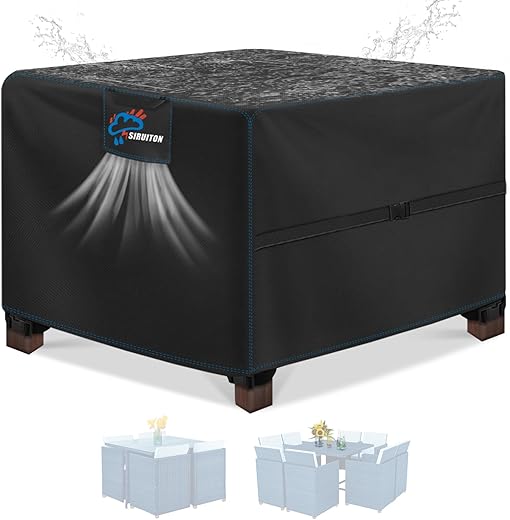 SIRUITON Abdeckung für Gartenmöbel Rechteckige SitzgarniturenWasserdicht Sitzgruppe Abdeckhaube Schutzhülle Gartentische und Möbelsets Gartenmöbel...