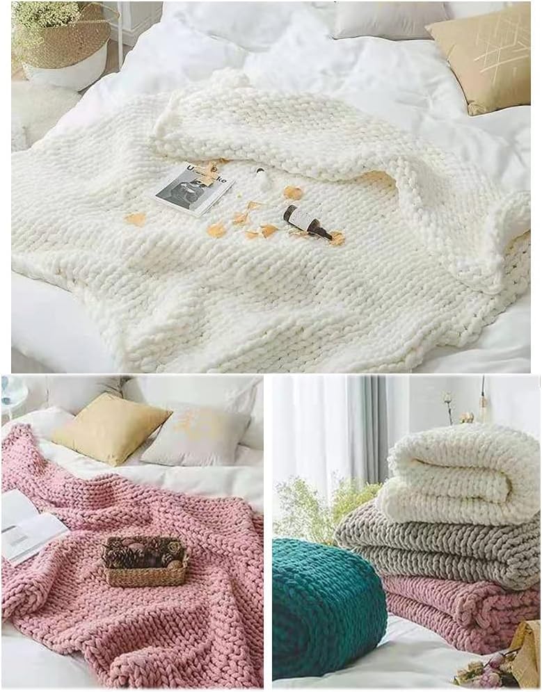 Miniatura 5 de 2 madejas de hilo de felpilla grueso para manta, súper suave, grueso, esponjoso, jumbo, grueso, estilo chenilla, hilo de poliéster de punto para