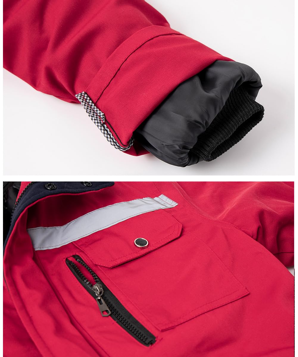 Parka de alta visibilidad para hombre, chaqueta de trabajo acolchada, chaqueta acolchada de alta visibilidad, chaqueta parka con capucha resistente al viento, abrigo de trabajo con múltiples