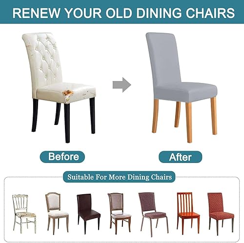 Miniatura 5 de Stretch Chair Covers for Dining Room Set of 6, Soft Polyester Kitchen Chair Slipcovers Removable Washable Dining Chair Slipcovers for Hotel