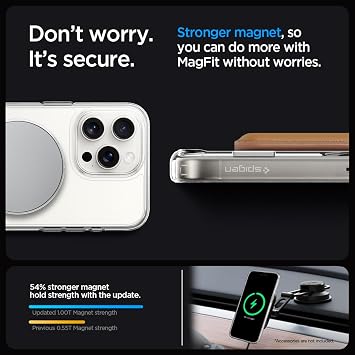 Spigen Ultra Hybrid S MagFit مصمم لأجهزة iPhone 15 Pro Max Case (2023) [Kickstand] [Anti Yellowing] ، متوافق مع MagSafe - Crystal Clear