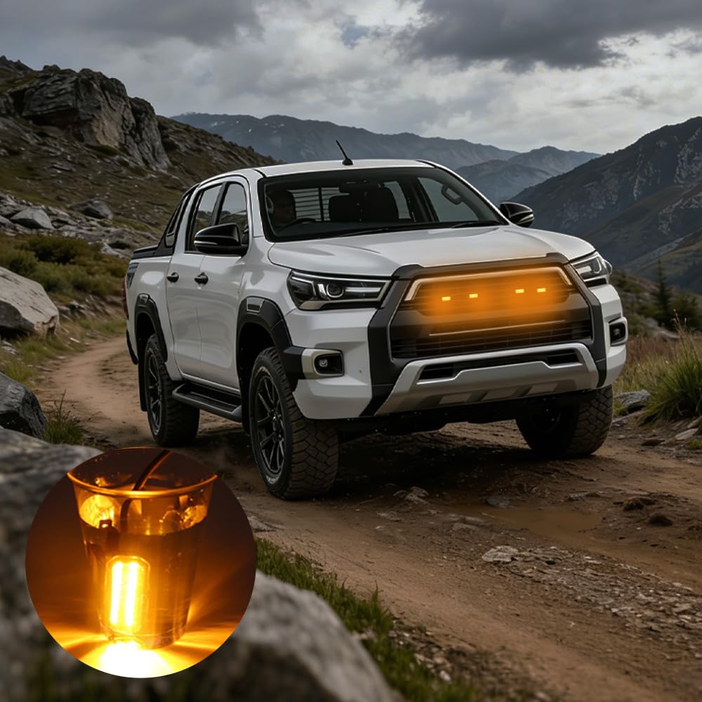 Luces Amarillas para Parrilla Frontal con Fusible, Juego de 4, Ajuste Universal