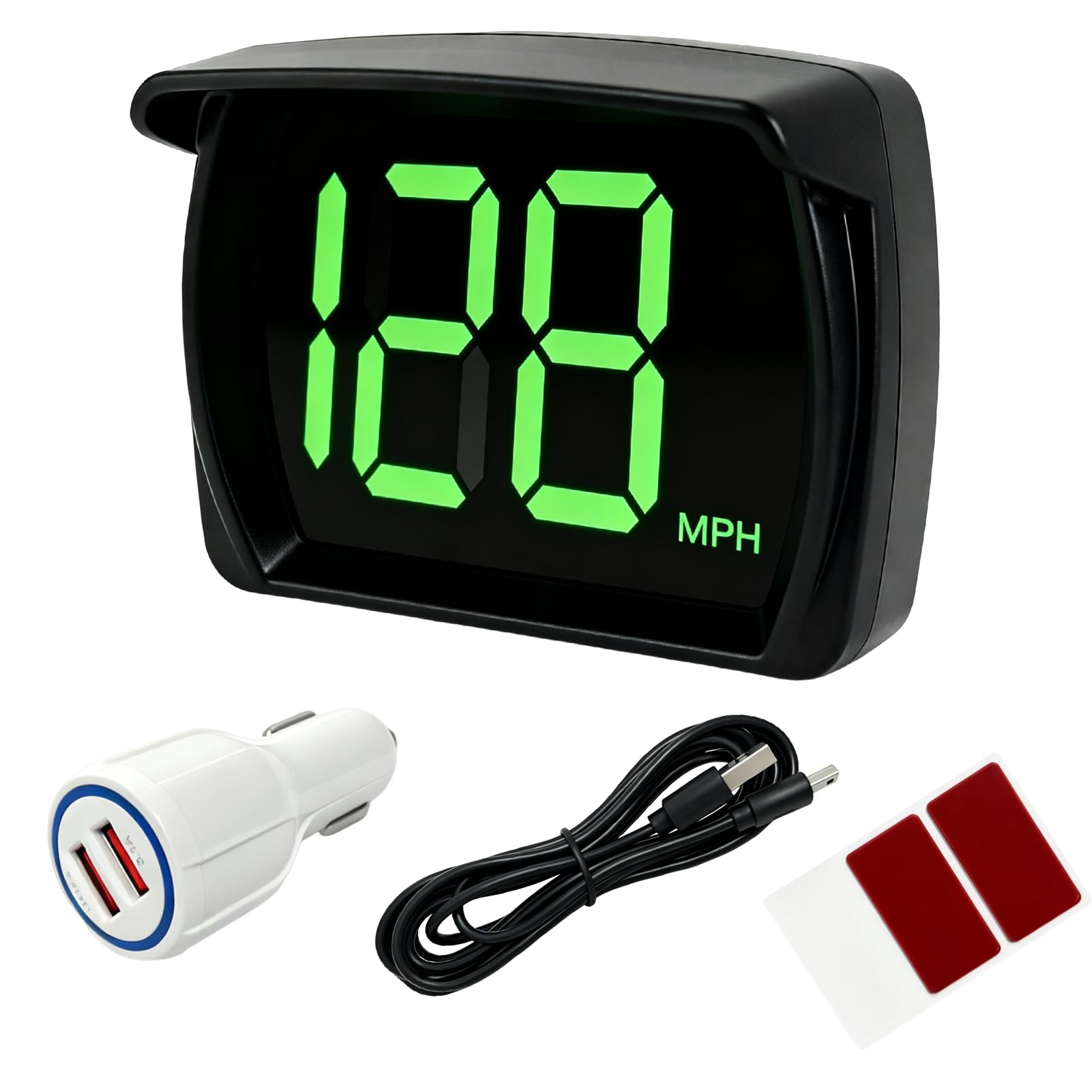 Liravonte Digital GPS Speedometer Car MPH HUD, Head Up Display with Large LED Screen, Real-Time MPH Digital Speedometer, USB Plug & Play, Clear Car Speedometer for Motorcycle, Truck, SUV