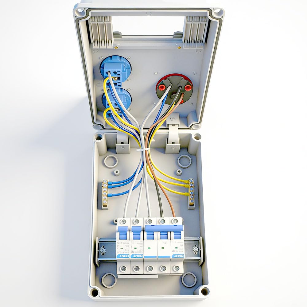 Distributore di Corrente 230 V, Copri Quadro Elettrico con Prese 2x230V e 1xCEE 16A Cablate, Quadro Elettrico da Cantiere IP44 con Interruttore Ls, Distributore Quadri Elettrici