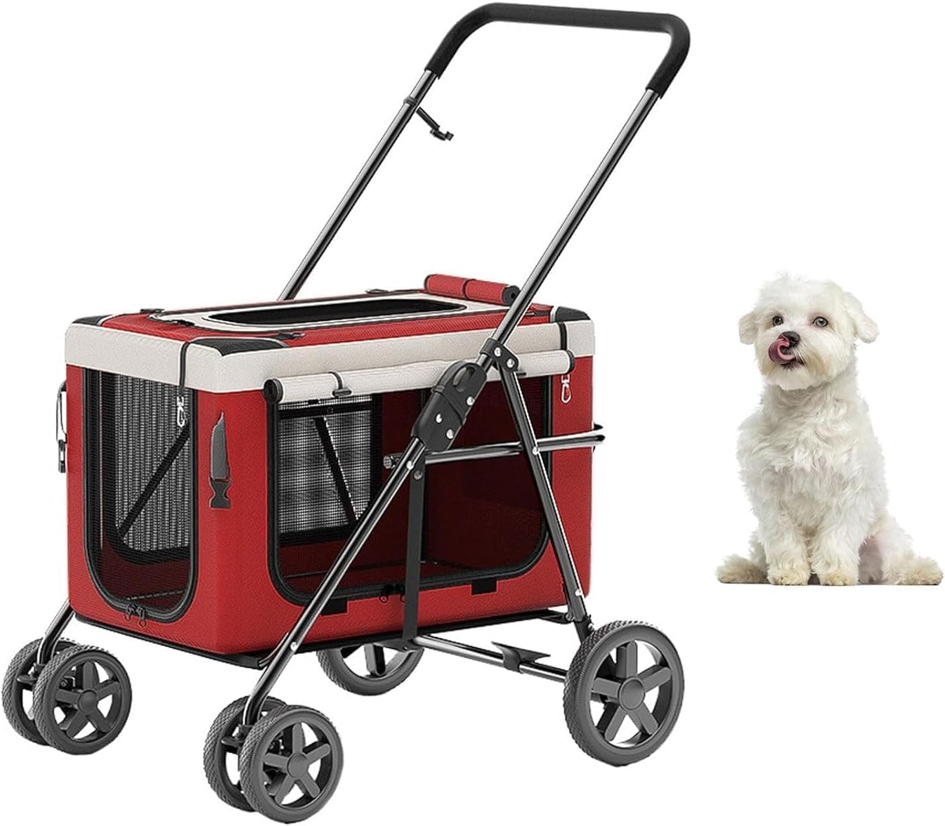 Passeggino per Animali Domestici Leggero, Traspirante, Pieghevole, da Viaggio, Passeggino per Cani E Gatti di Taglia Media E Piccola, A