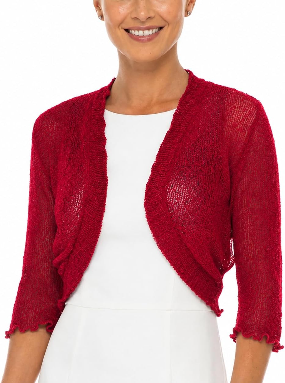 SHU-SHI Bolero Shrugs For Dresses Formal Sheer Cropped Cardigan Cocktail Sweater Lightweight Knit