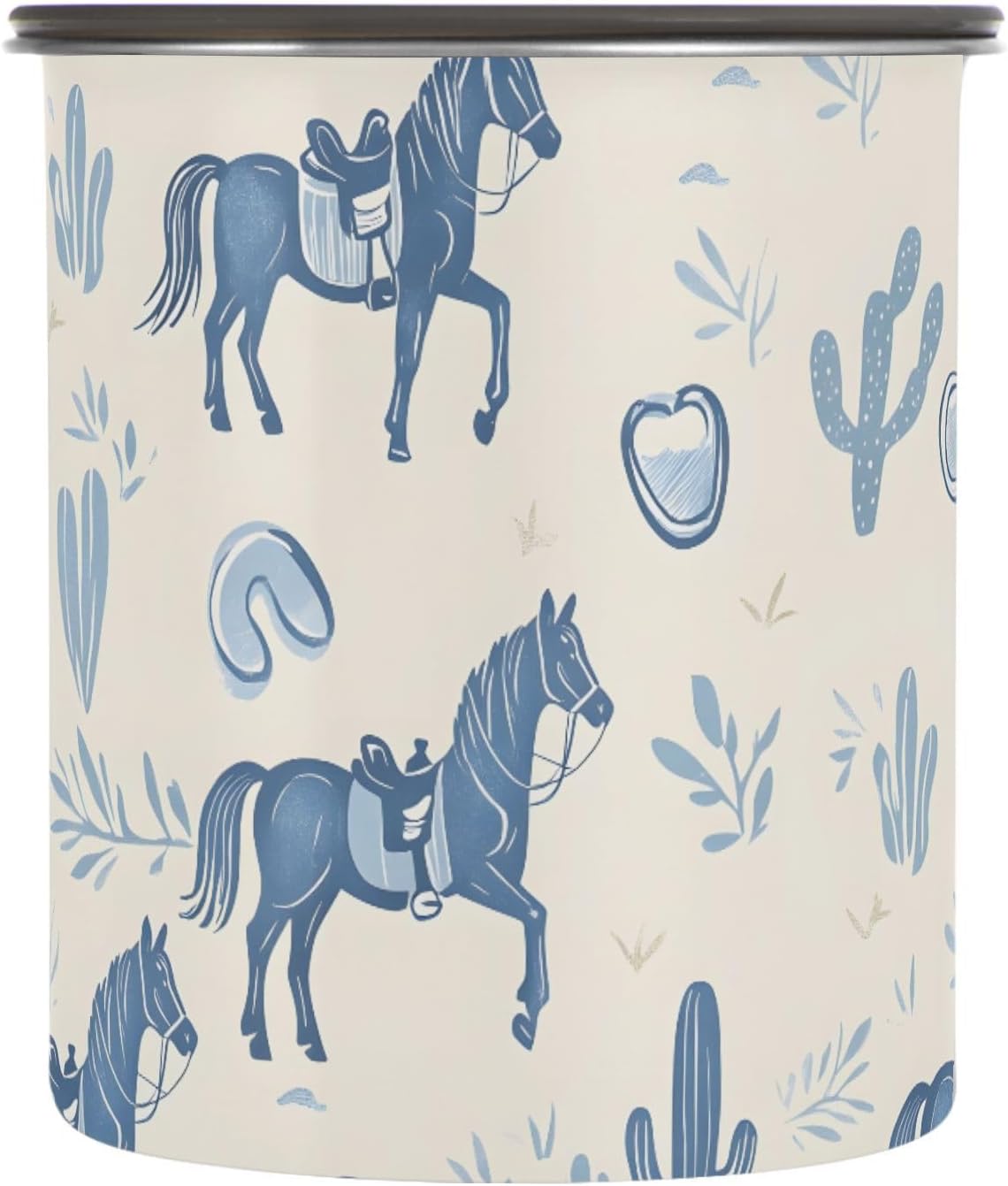 ALAZA Horse Cactus Pattern Airtight Coffee Bean Canister 900ml Food Storage Containers with Lids For Gournd, Tea, Sugar, Flour, Rice, Cereal, Candy Cookie Jar