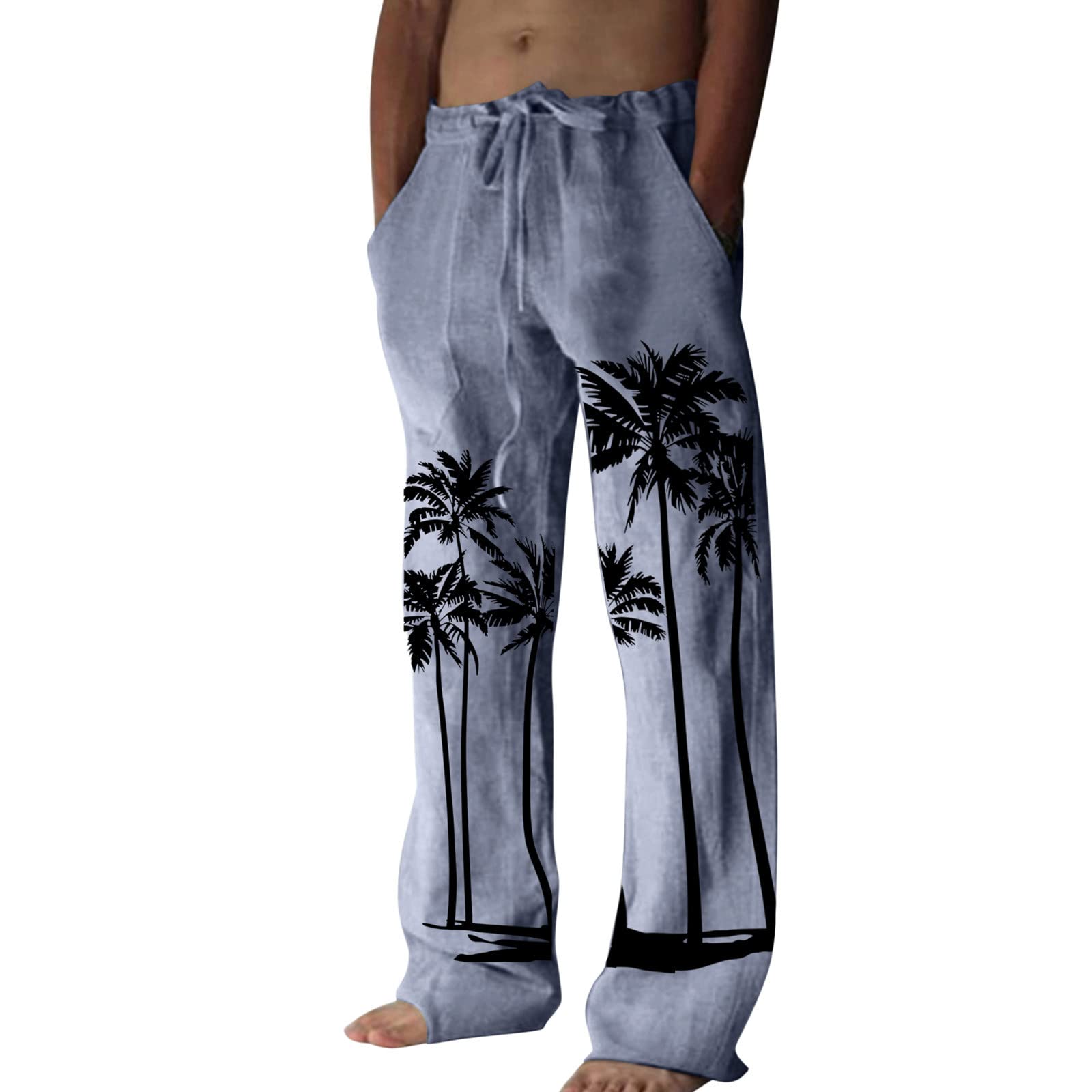 Uxxnjfg Pantaloni Uomo Estivi Leggeri Lino Eleganti Pantaloni - 5