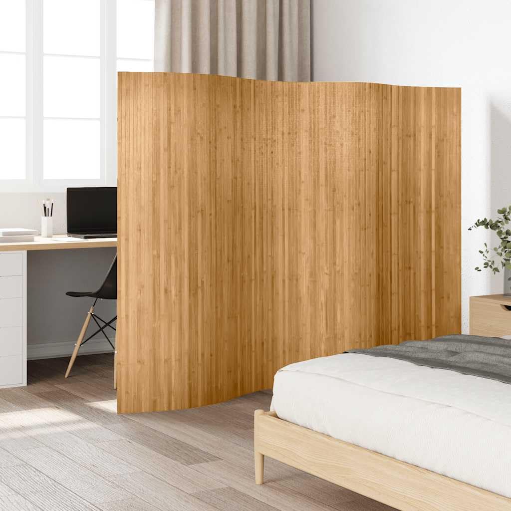 HUAKEHOM Paravent Raumteiler PflegeleichtTrennwand für Wohnzimmer Schlafzimmer Büro Spanische Wand Sichtschutz Modern Bambus Natur 250x165 cm