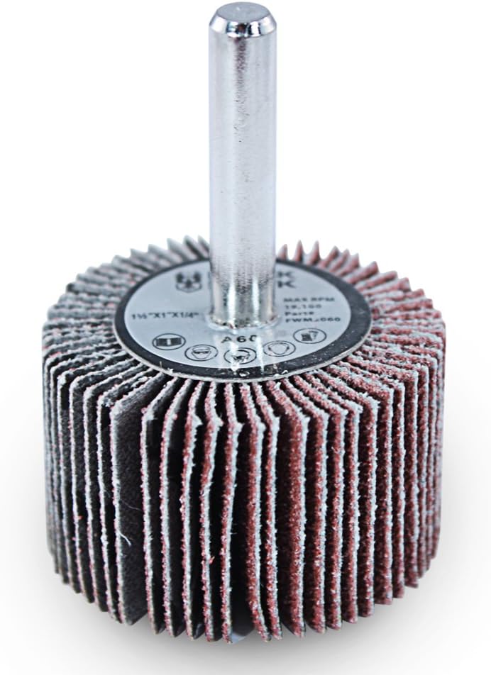1-1/2" x 1" x 1/4" Shank Mounted Flap Wheels, 120 Grit Aluminum Oxide - 5 Pack