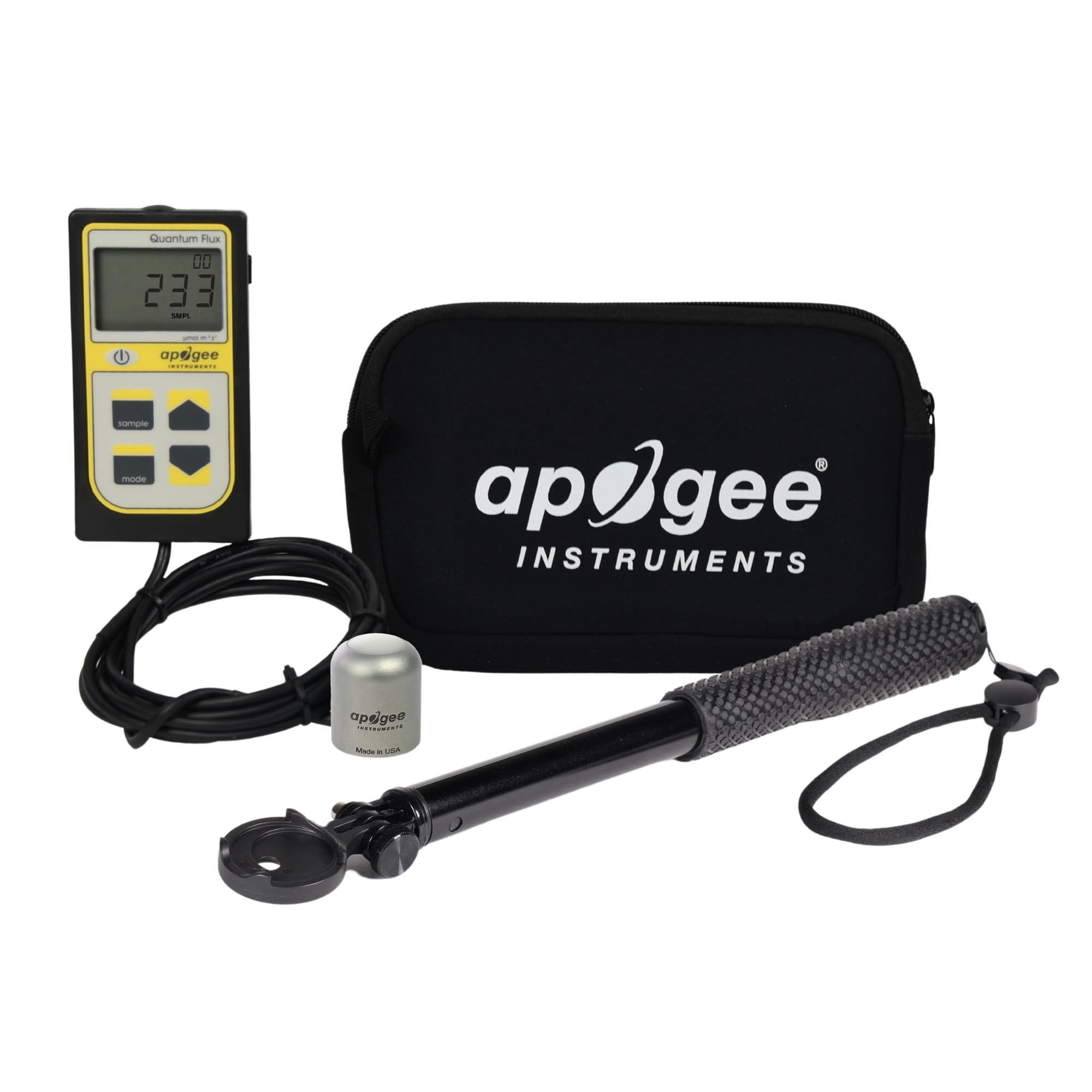 Apogee Instruments MQ-610: 400-750 nm ePAR Quantum Meter Bundle w/AM-330 Telescopic Sensor Wand - Meter for Extended Range LED Greenhouse Grow Lights, Sunlight, and Plant Care
