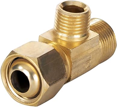 Midline Valve 73314-OM Add On Tee Fitting, Split Supply Line Outlet; No Lead; 3/8 in. FIP COMP x MIP x 1/4 in. MIP; Brass