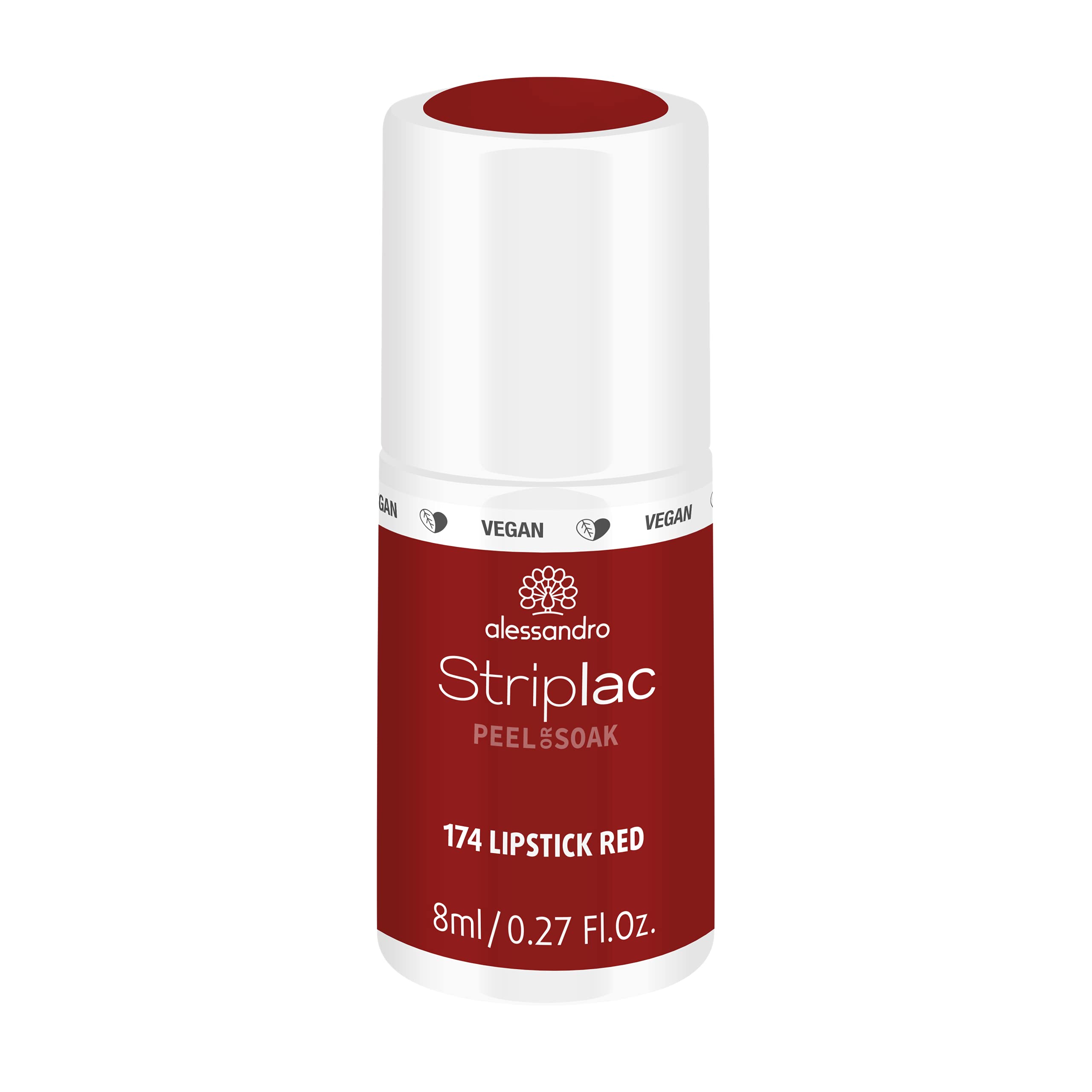 alessandro Striplac UV-Nagellack Lipstick Red – Schonend und langanhaltend – Einfache Entfernung dank Peel-Off-Technologie – Vegan und tierversuchsfrei – 8 ml