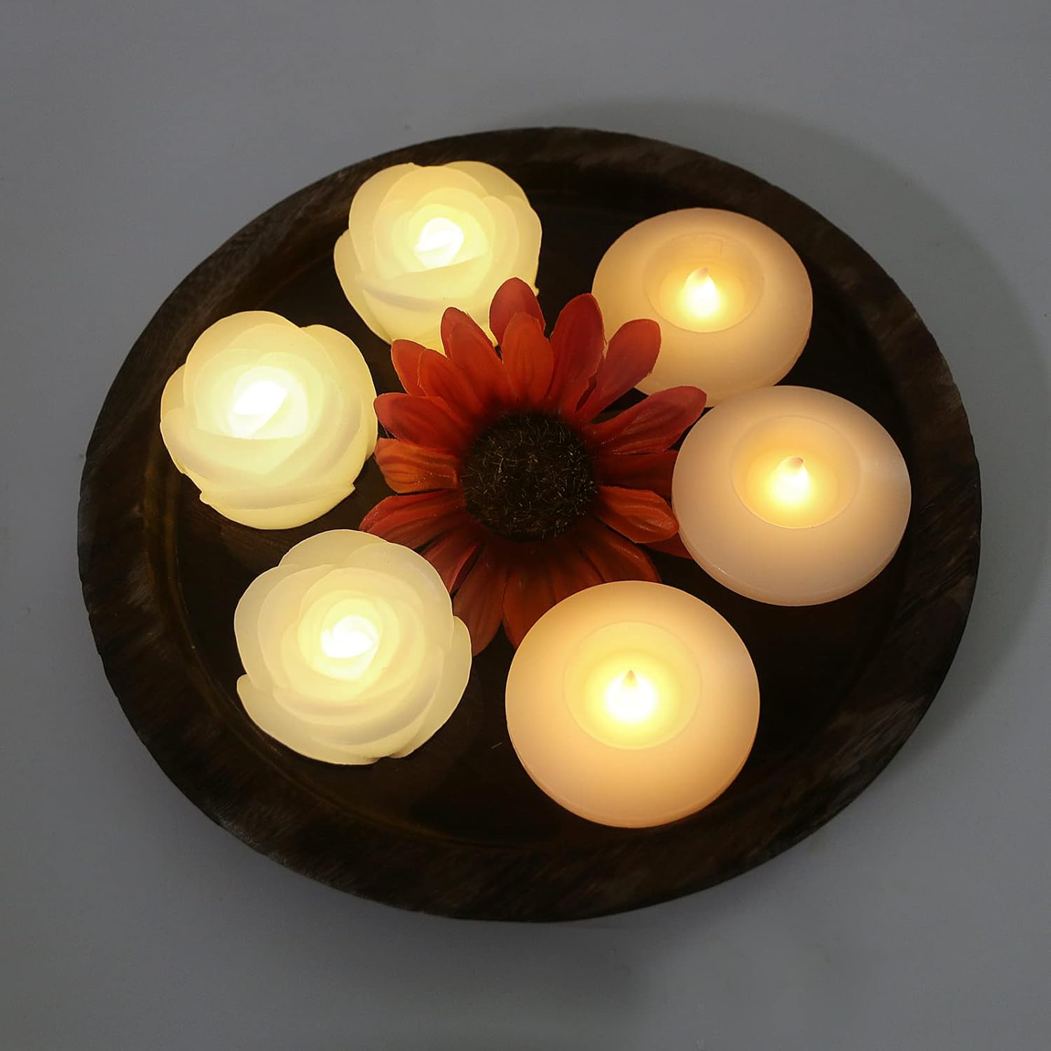 LARDUX LED RoseShape Floating Candles & LED Floating