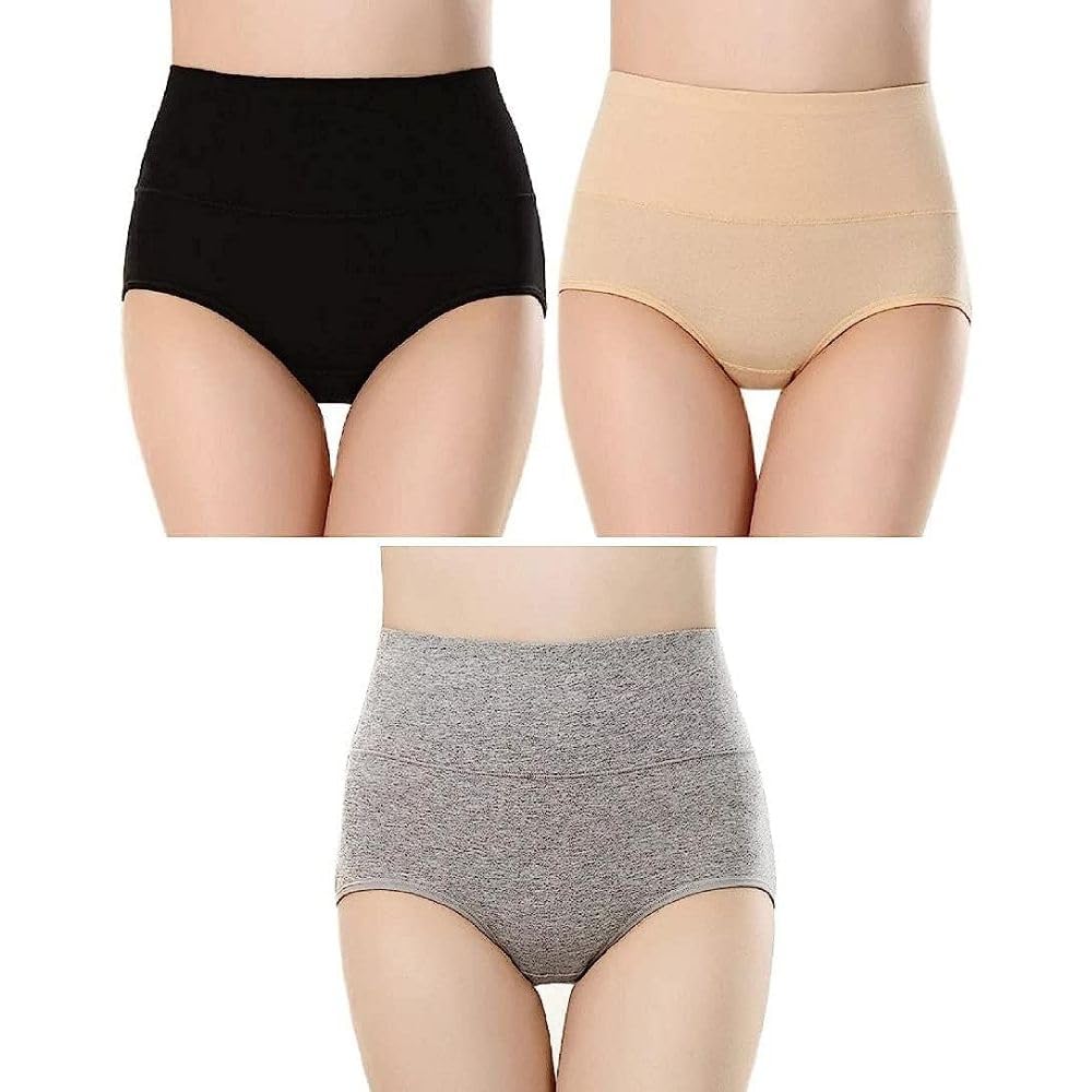 Women's Cotton High Waist Full Coverage Tummy Control Panty, Size (M-XXL)