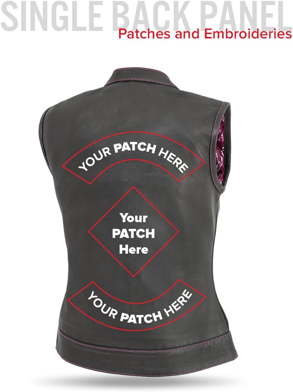 First Mfg Co Jessica Womens Motorcycle Biker Riding Leather, Mesh, Perforated Armor Biker Vest for Women with Contrast Stitch