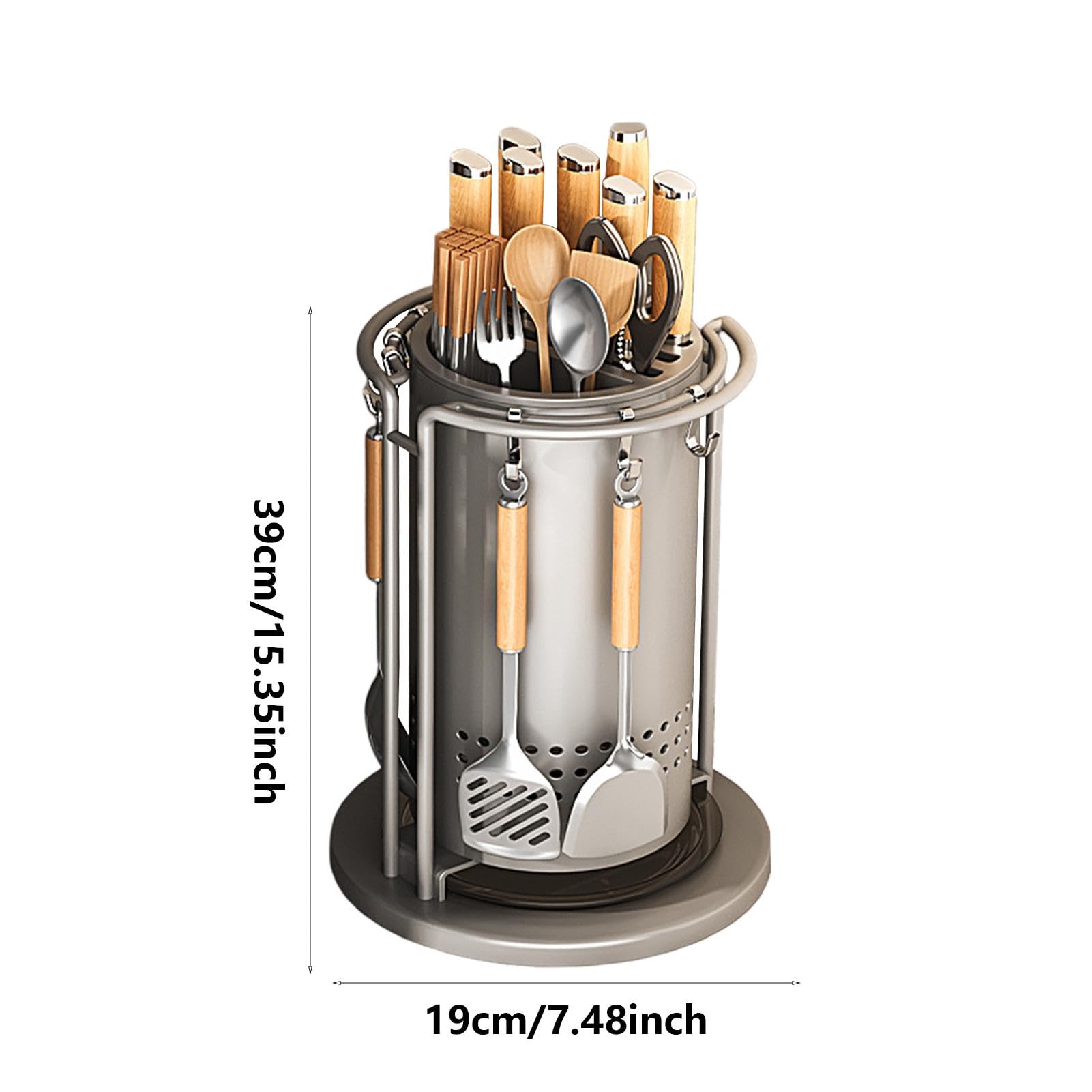Support pour ustensiles de cuisine | Organiseur d'ustensiles de cuisine | Support rotatif à 360 ° compact et durable - Support de cuisine pratique pour spatules, baguettes, coupe-fruits | Support rotatif à 360 ° compact et durable - Support de cuisine pra