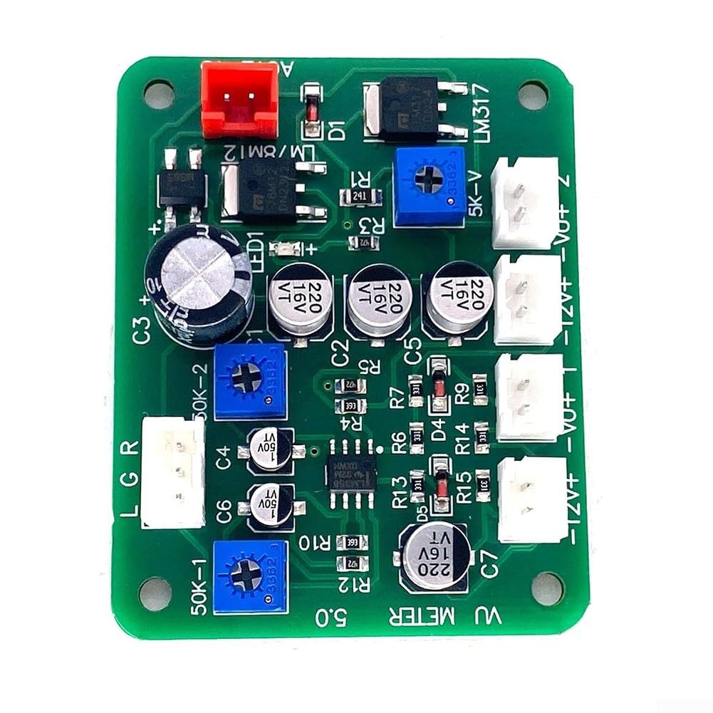 Lot de 2 VU mètres 35 mm avec rétroéclairage et pilote de niveau audio adaptés pour l'entrée de signal audio des téléphones, ordinateurs, préamplis et lecteurs MP3 avec alimentation AC 12 V