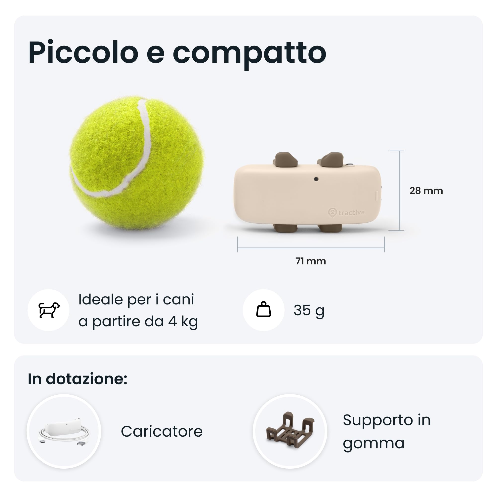 Tractive - GPS per cani, Localizzazione in tempo reale in tutto il mondo, Notifiche antifuga, Monitoraggio dell'attività con avvisi di salute