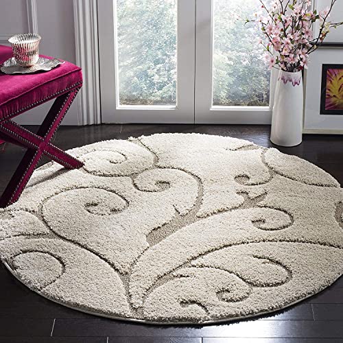 Image of Handwoven Microfibre 3D Rug for Living Room (Ivory & Beige, 3 X 3 Feet (Round), Microfibre)