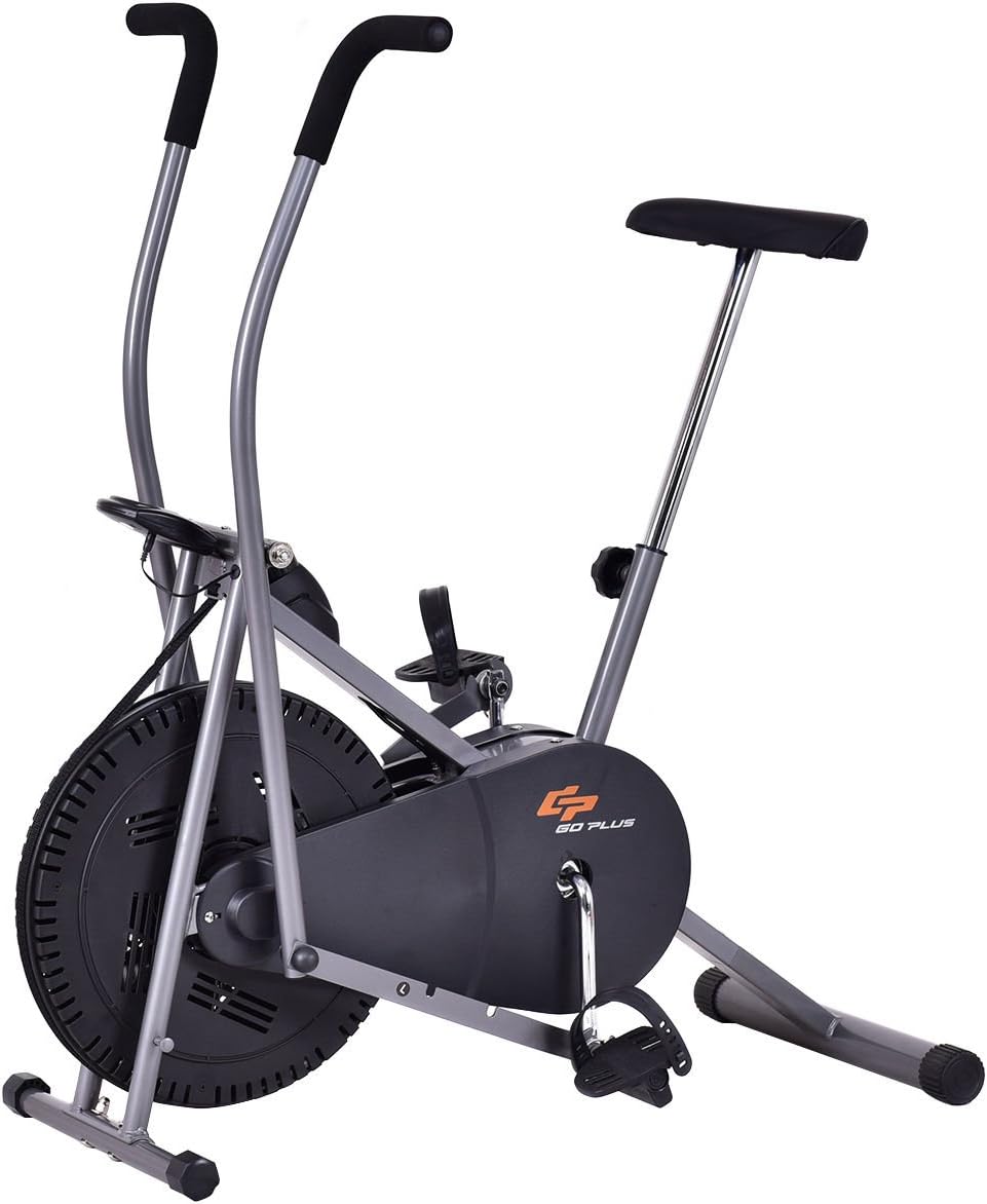 Goplus® 2 in 1 Elliptical Fan Bike Dual Cross Trainer Machine Exercise Workout Home Gym (with Central Handlebar)