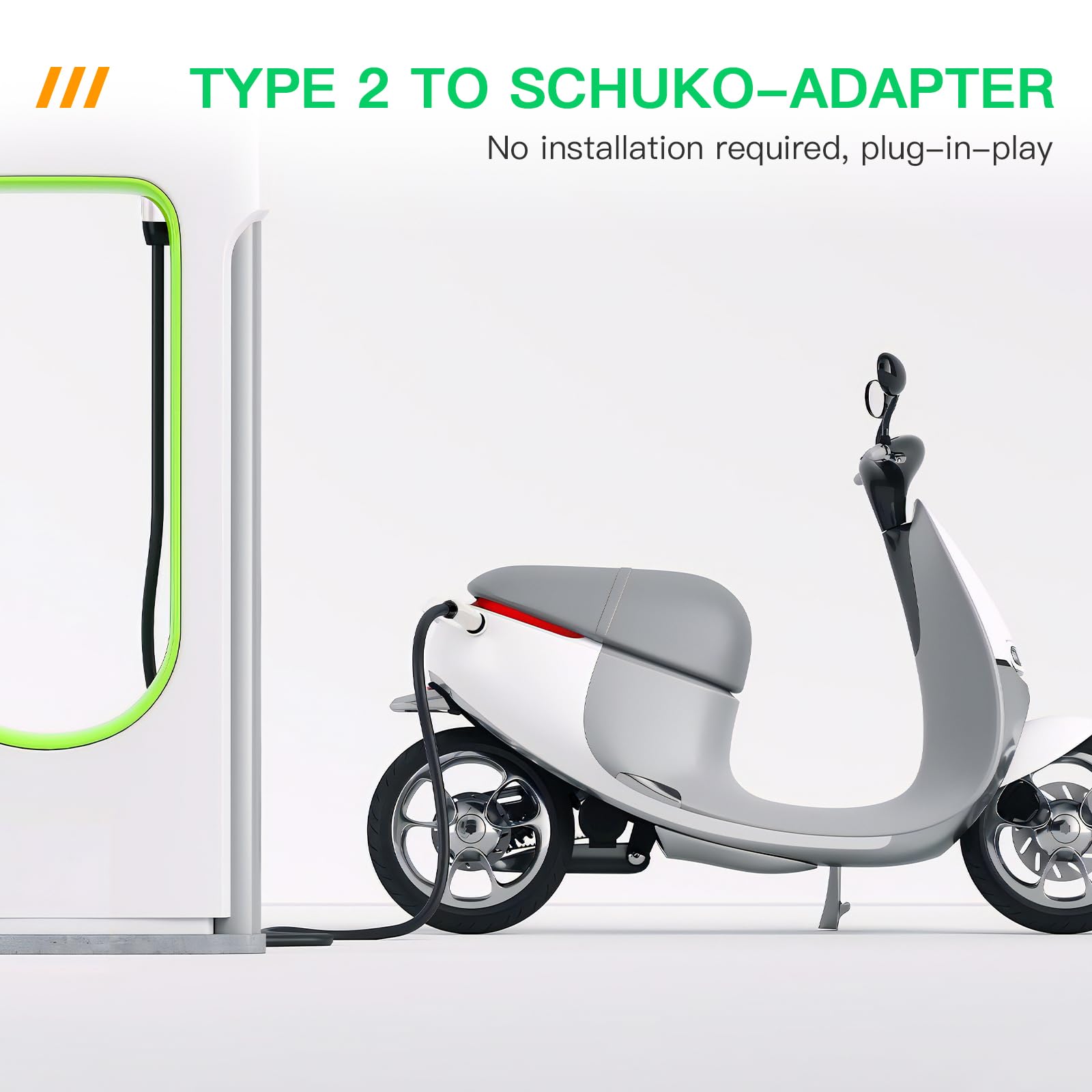 AOHEWEI Adapter ładowarki samochodu elektrycznego typu 2 do ładowarki Schuko, IEC 62196 Typ 2 Wtyczka boczna ładowania pojazdu elektrycznego do stacji ładowania pojazdów z gniazdem Schuko, 16 A 3,5 kW
