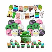 Decorazioni per compleanno, palloncini con pixel, palloncini per feste, decorazione per feste miner