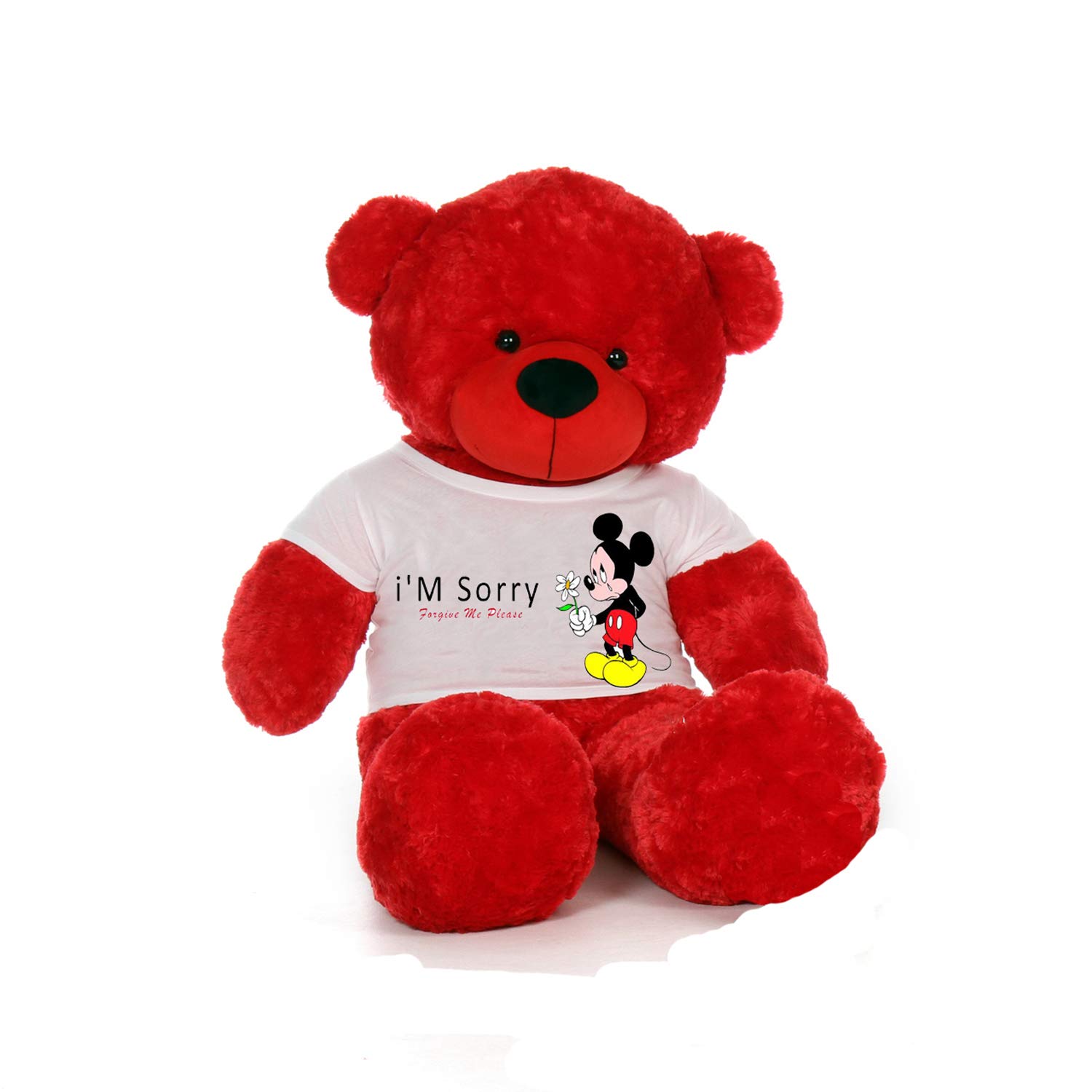 Hug'n'Feel® Soft Toys Big Teddy Bear Wearing I'm Sorry T-Shirt 5 feet Red_T Shirt_ I'm Sorry Plush & Stuffed Toys
