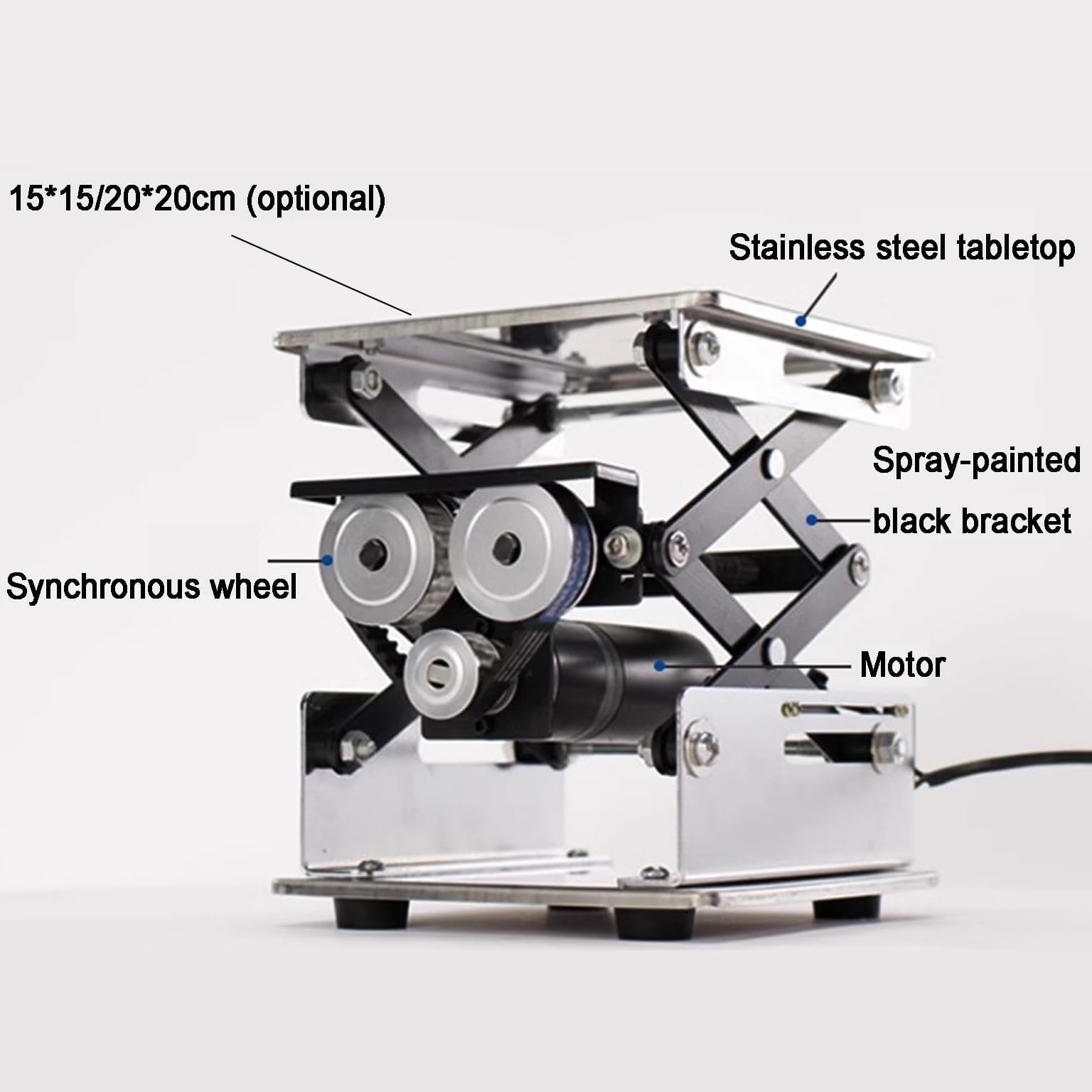 Plataforma de elevación eléctrica, plataforma de elevación de acero inoxidable, plataforma de laboratorio con control remoto, carga móvil de 10 kg, adecuada para la industria, ciencia, laboratorio