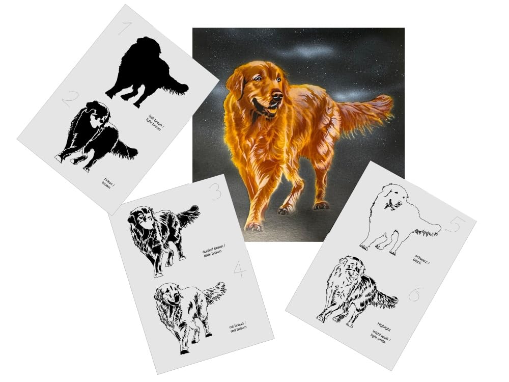 Plantilla para aerógrafo de Golden Retriever para decorar ropa y paredes