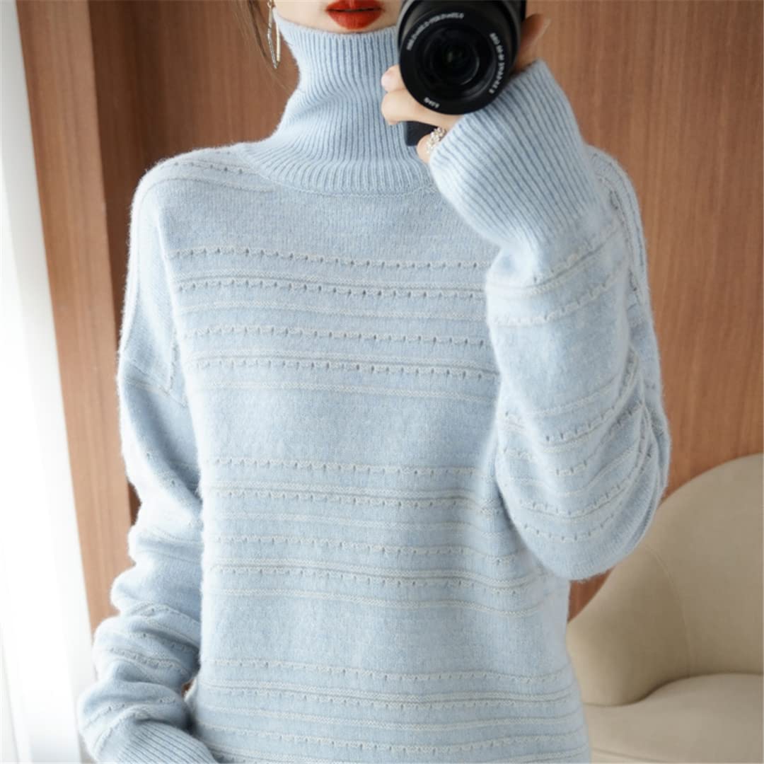 Disimlarl Camicia calda spessa di grandi dimensioni del maglione del cachemire della lana delle donne, Mi Cachi, XXL