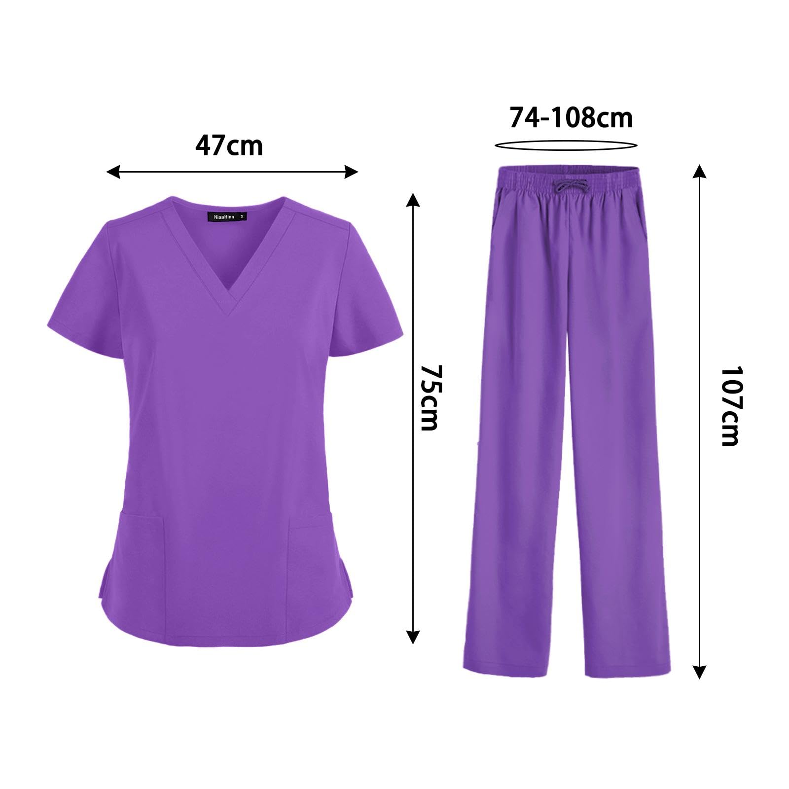 Oshhni Frauen Scrubs Sets Arbeitskleidung Kleidung Dünne Krankenpflegeuniformen Set Kurzarm für Skin Manage Cosmetology Beauty Spa Center, violett, xxL