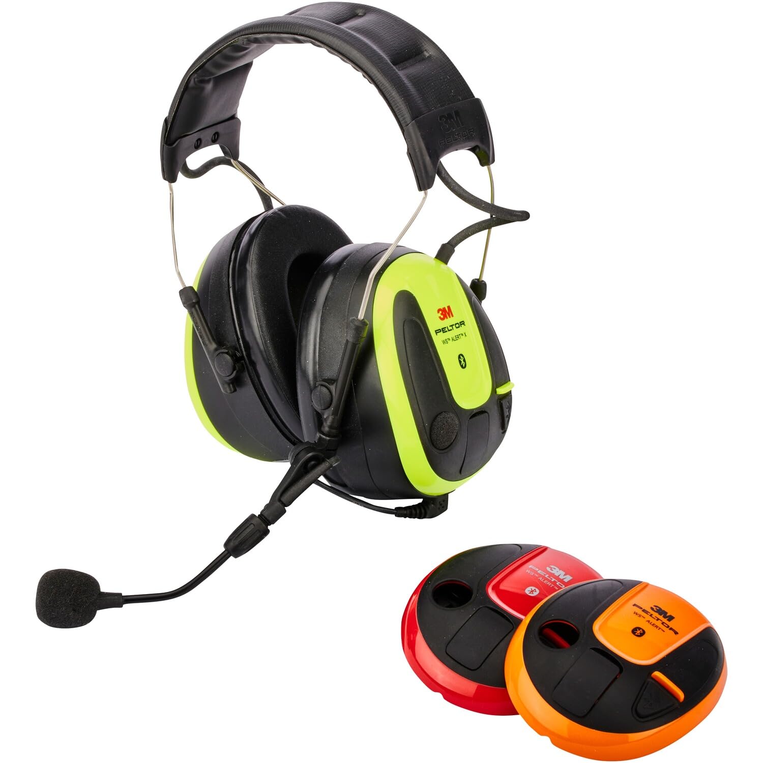 Peltor 3M WS ALERT X MRX21A4WS6 Orejera, 30 dB, Amarillo, Auriculares Bluetooth con Micrófono Boom con Cancelación de Ruido, Kit de Higiene, Recordatorio, para entornos ruidosos