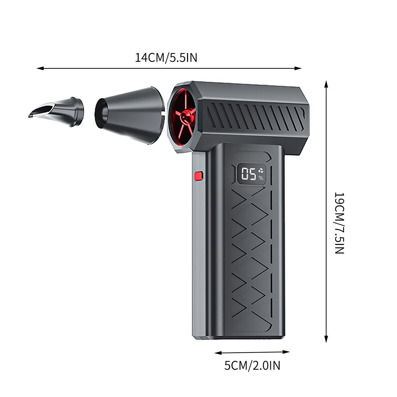Elektrische Snow Staubgebläse mit LED, Mini Turbo Snow Blower 5000W, 160.000 U/min Wiederaufladbar Staubgebläse mit 6-Gang, Elektrisches Schneeräumgerät für Schnee (Schwarz)