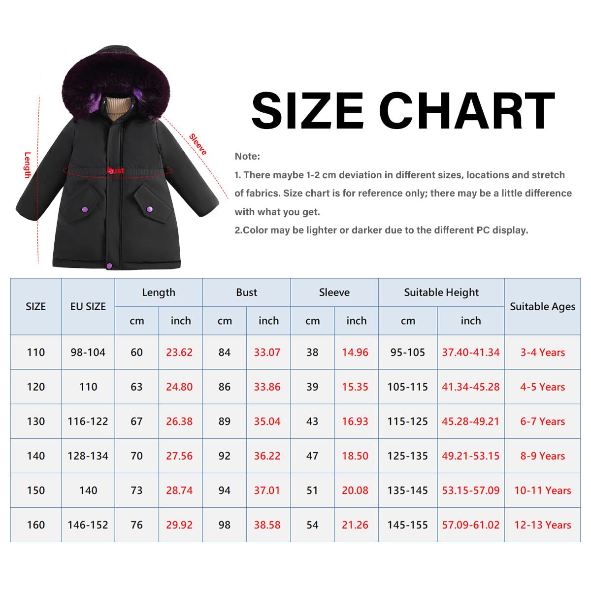 Cappotto Invernale Bambina con Cappuccio Giacca Calda Parka Giacca Trapuntata Spessa Cappotto Lungo per Bambini Antivento Piumino Autunno Inverno con Fodera in Pile 3-13 Anni