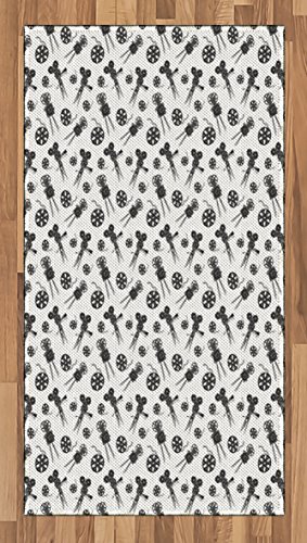 Lunarable Film Area Rug, Vintage Movie Equipment with Greyscale Color