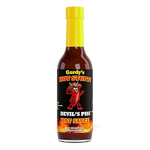 Gordy's Hot Stuff! Salsa picante gourmet, hecha en Texas con chiles rojos para un sabor rico y complejo, hecha a mano en pequeños lotes, totalmente