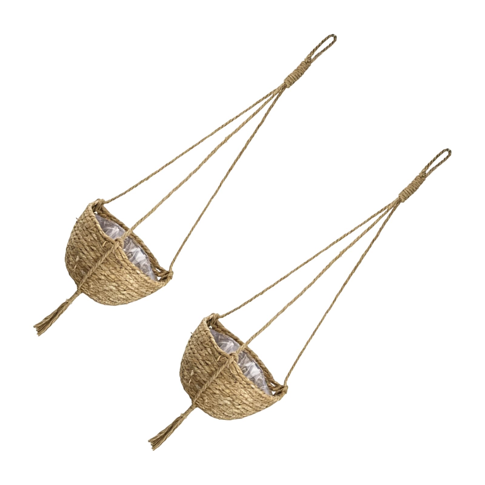 Kaeltsyn 2pcs Unique Lightweight Natural Grass Hanging Container Basket for Succulents Ferns Greeneries Lightweight Easy Hanging Natural Woven Pots