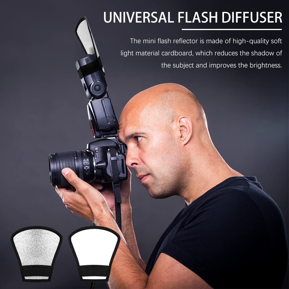 3 sztuki uniwersalnych lamp błyskowych w kolorze srebrnym, białym, 2 w 1, mały dyfuzor błyskowy, softbox, przenośny z gumową taśmą do reflektora, studia, dyfuzora światła