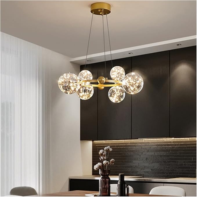 TOMYEUS Kristallen kandelaar Crystal kroonluchter multi-head indoor glazen bal kroonluchter slaapkamer woonkamer shop gypsophila serie verlichting decoratieve lamp, geschikt for slaapkamer, woonkamer Kristall photo 3