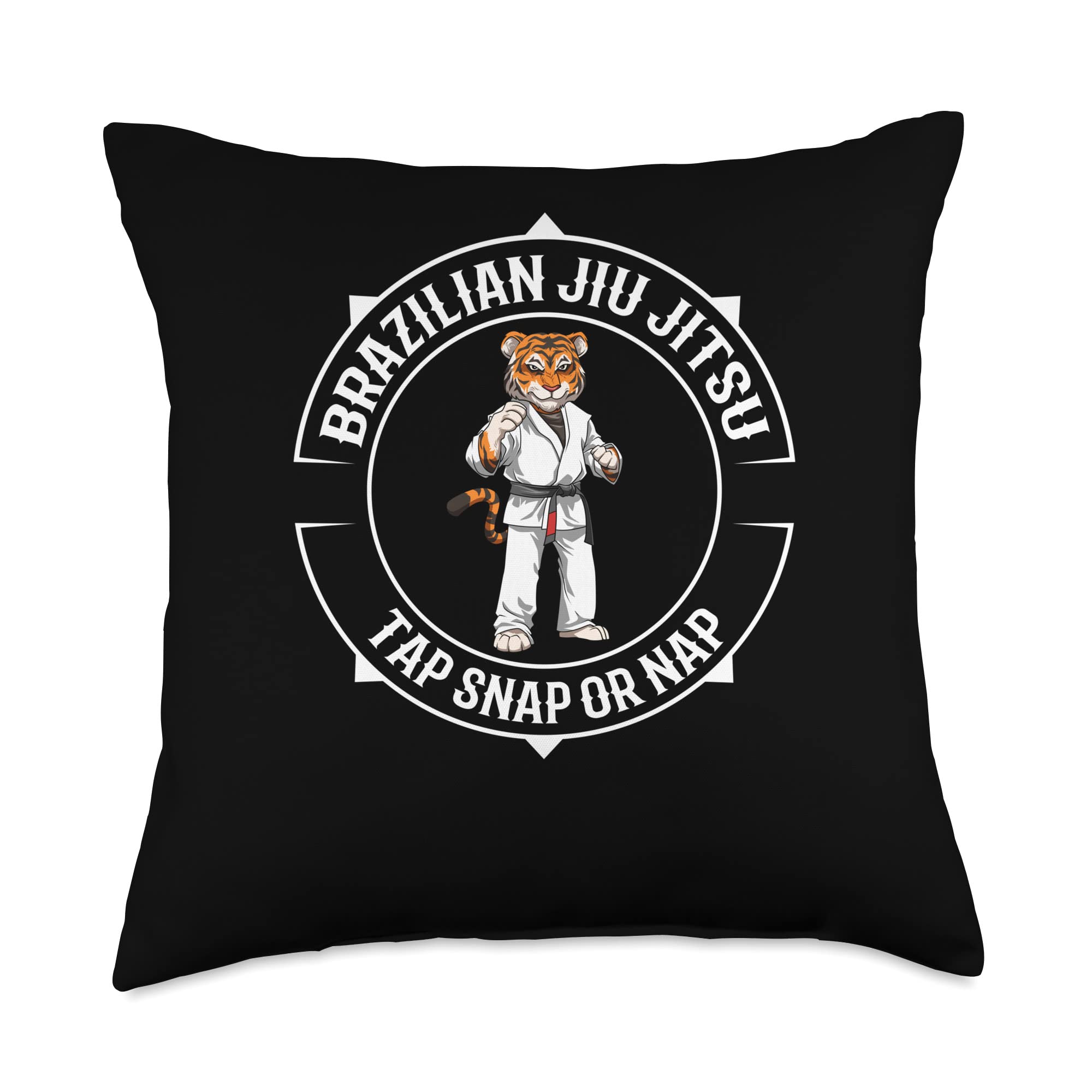 Jiu Jitsu Shirts and Gifts by Tap Snap or Nap Cute Jiu Jitsu Tiger-Fighting MMA BJJ Grappling Throw Pillow, 18x18, Multicolor