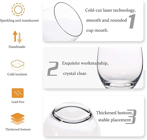 Miniatura 4 de Juego de copas de vino sin tallo de 2 a 20 onzas, sin plomo, aptas para lavavajillas, perfectas para piscina, al aire libre, campamento, fiesta de