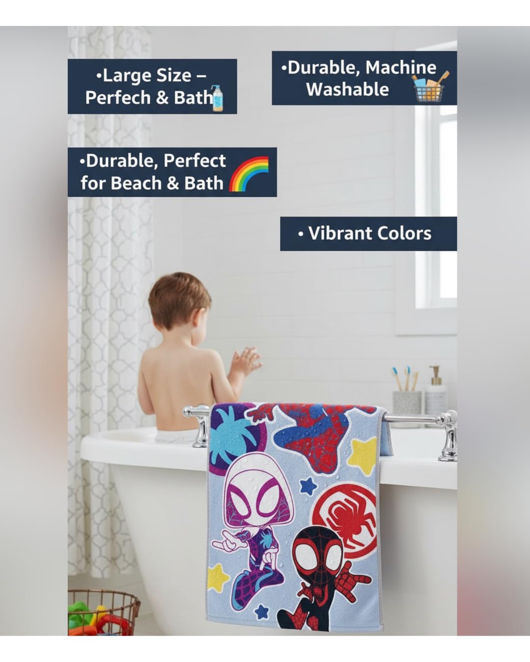 BrandMac Spidey Ręcznik plażowy i kąpielowy, 70 x 140 cm, 100% bawełna, miękki i chłonny ręcznik kąpielowy dla dzieci, kolorowy ręcznik Marvel Spiderman, idealny do kąpieli i basenu