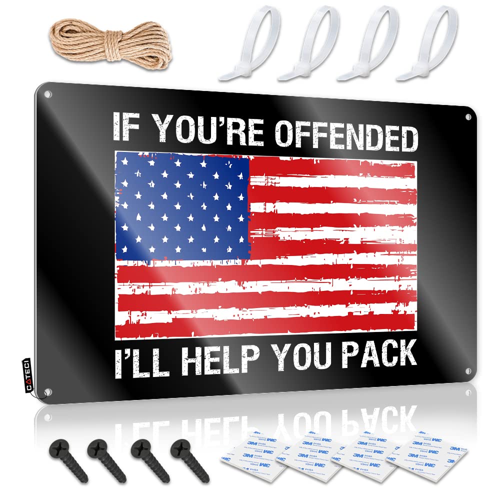 HELIOFORGE Tin Sign Funny If You'Re Offended I'Ll Help You Pack Tin Sign Funny Street Signs Backyard Bar Sign(20X30CM)
