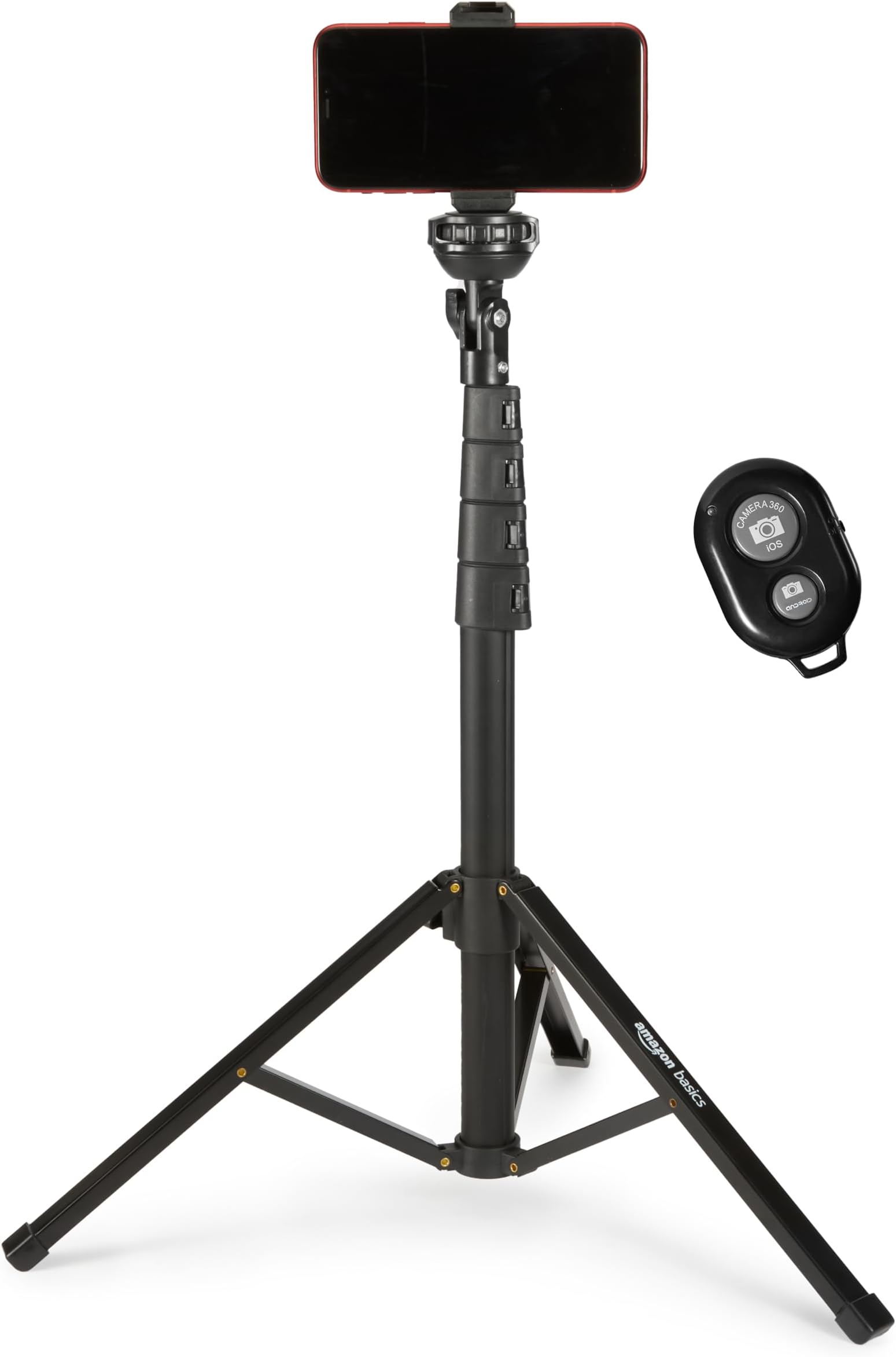 Extendable Phone Tripod & Selfie Stick 162cm/64inch, with Wireless Remote Control, Black