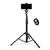 Amazon Basics Extendable Phone Tripod & Selfie Stick 162cm/64inch, with Wireless Remote Control, Black