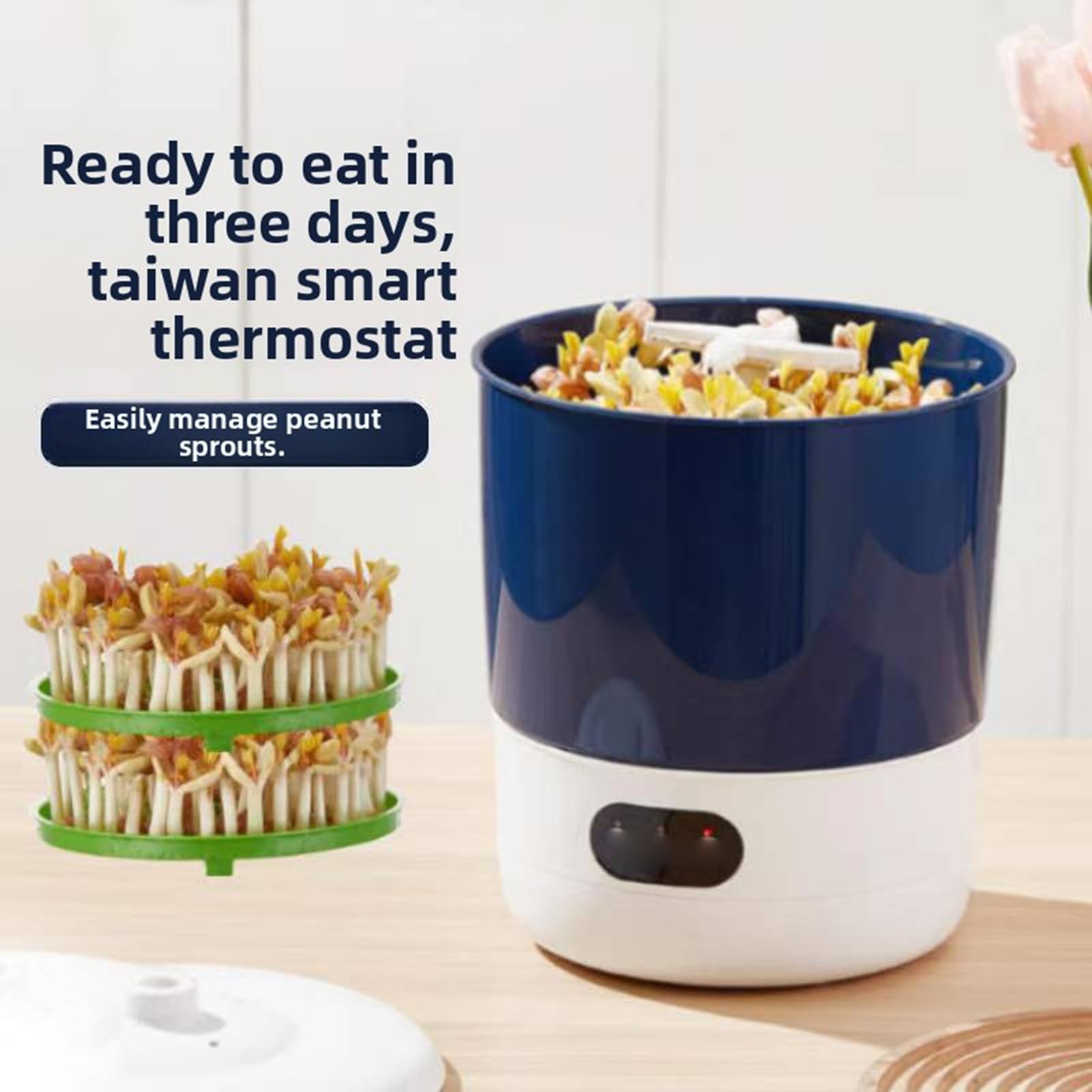 Sxhlseller Máquina de Brotes de Semillas de Frijol, Kit de Cultivo de Brotes de Frijol Giratorio de 360 ​​Grados, Máquina Germinadora de Semillas Automática Inteligente con (Enchufe de la UE 220V)